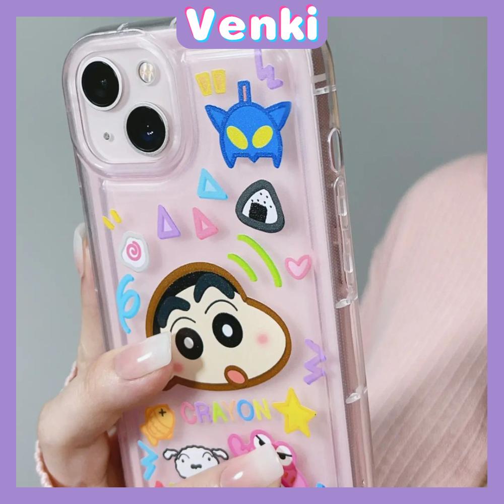 VENKI - Untuk iPhone 11 Case Bening Lembut TPU Bingkai Foto Airbag Phone Case Tahan Guncangan Perlindungan Kamera Karakter Kartun Kompatibel dengan iPhone 14 13 Pro Max iPhone 12 Pro Max 7 8