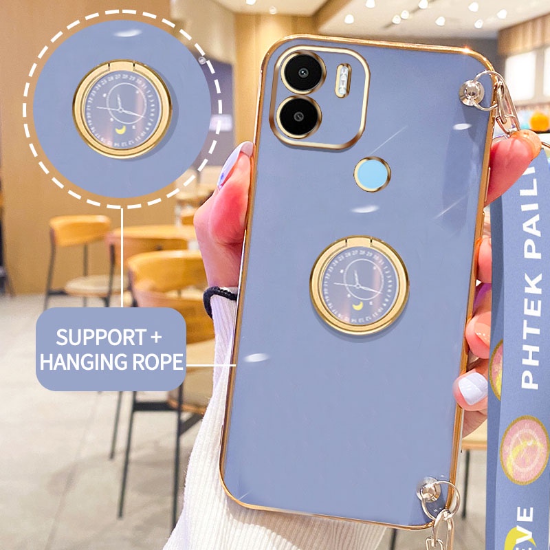 Gloden tree Phone Case Untuk Xiaomi Redmi A1 Plus A1+ 2022 Xiaomi POCO C50 Original Casing Dengan Watch Standand Lanyard