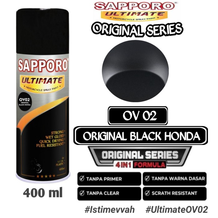 

OV02 ORIGINAL BLACK HONDA SAPPORO ULTIMATE 400ml Cat Semprot Pylok