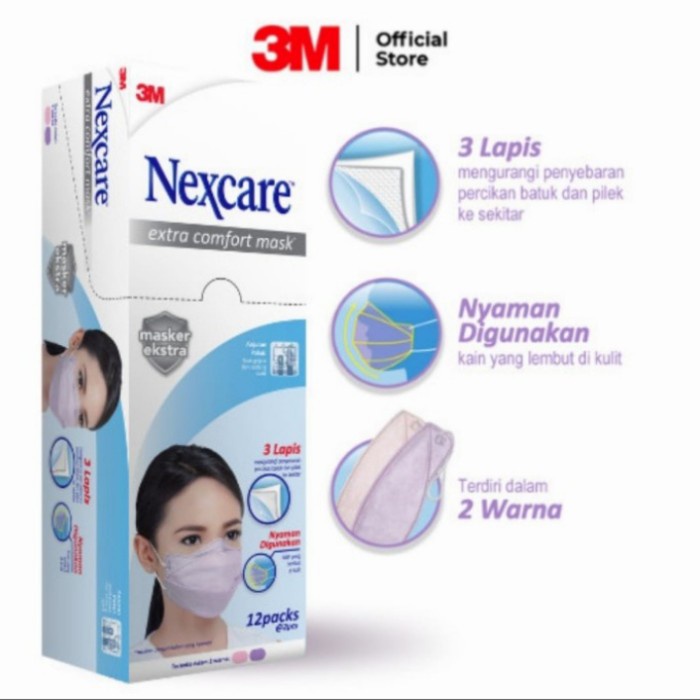 masker Nexcare MC 21 extra comfort mask...masker 3lapis isi 24pcs