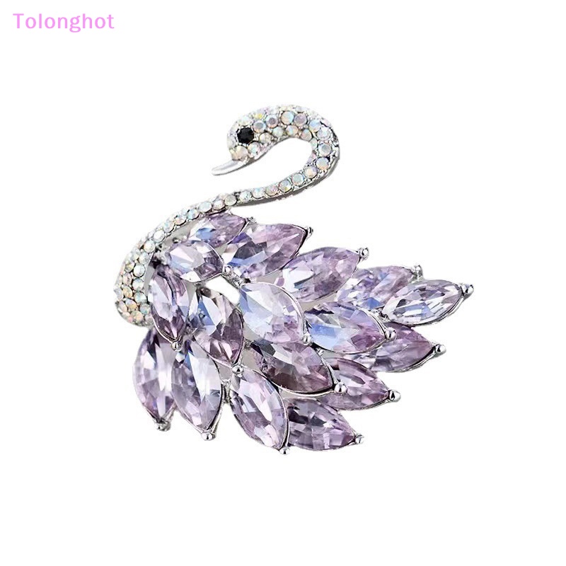 Tolonghot&gt; Elegan Dan Halus Zirkon Kristal Swan Bros Pin Untuk Wanita Cahaya Perjamuan Hewan Korsase Fashion Kreatif Perhiasan Hadiah well