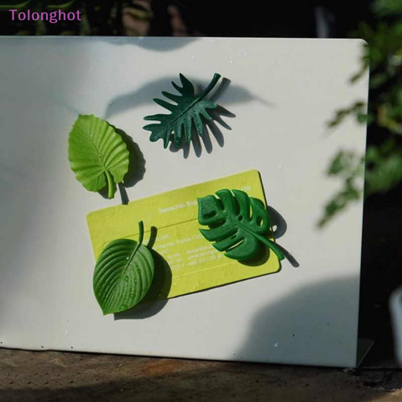 Tolonghot&gt; 4Pcs Magnet Kulkas ABS Stiker Kulkas Mini Tahan Air Memperbaiki Magnet Kulkas Daun Tropis Stiker Kulkas well