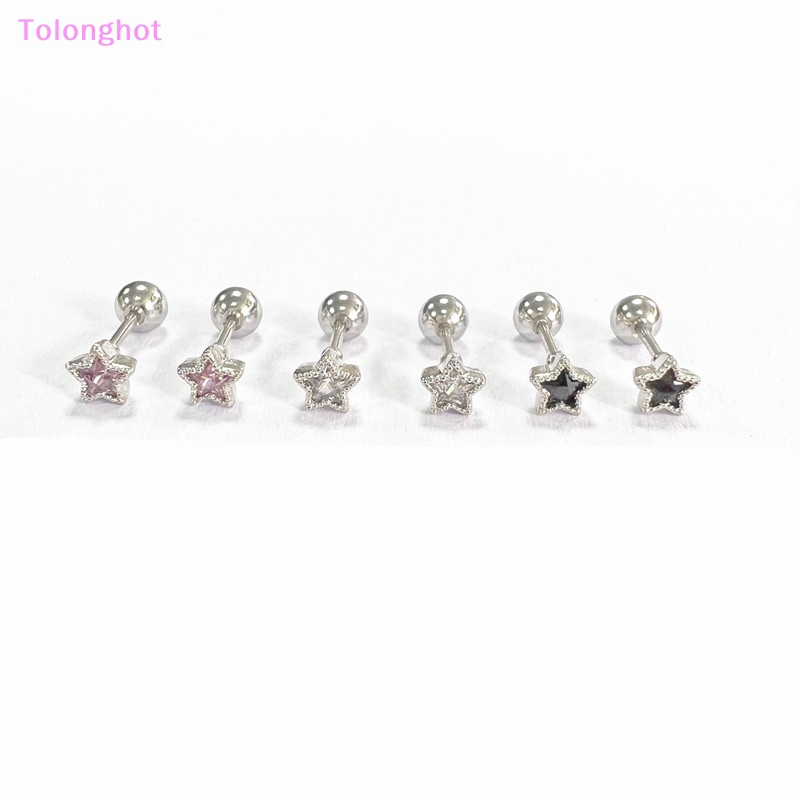 Tolonghot&gt; 1Pcs Titanium Steel Zirkon Bintang Telinga Tulang Kuku Spiral Stud Anting Untuk Wanita Gadis Pesta Perhiasan Hadiah well