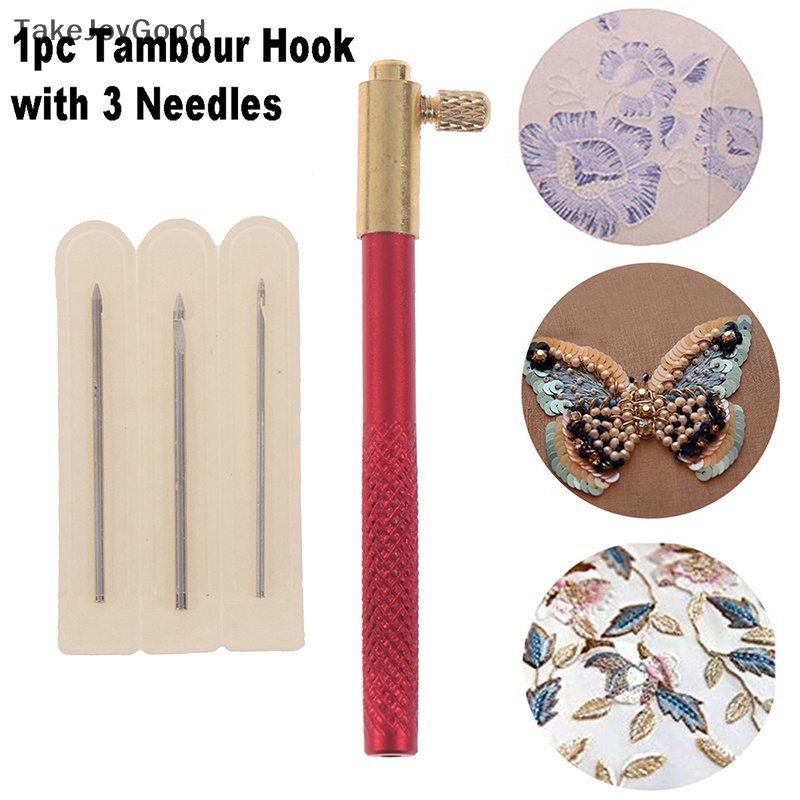 Takejoygood Bordir Tambour Crochet Hooks Alat Knitg Dengan 3s French Crochet QWP