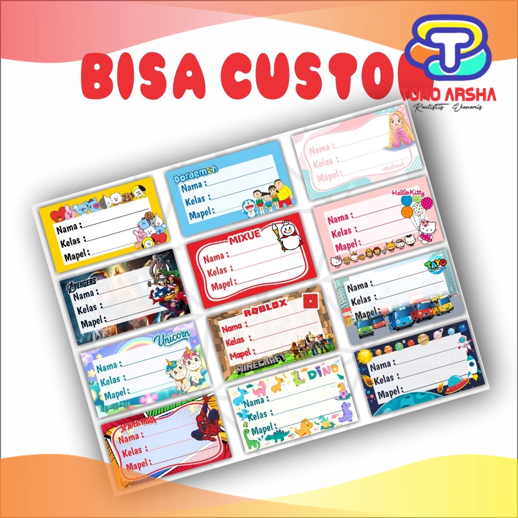 

TA isi 20 pcs Stiker Label Nama Sekolah Custom (7x4cm)