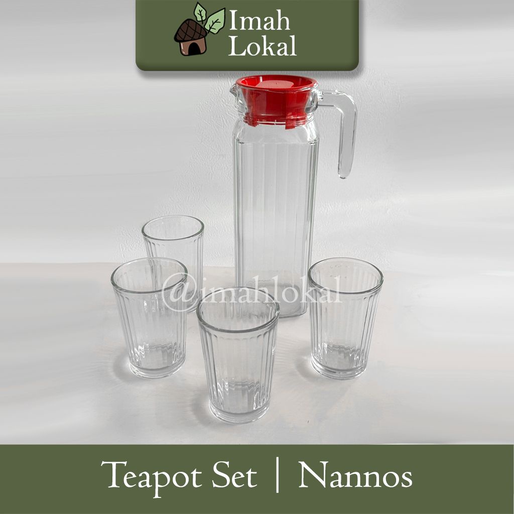 Drink Set Kimglass isi 5 pcs Nannos| Pitcher Teko Set  |gelas set minum
