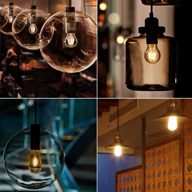 Yard Pub Cafe Decor Lighting/Perlengkapan Pengganti Lampu Gantung/Bohlam LED Anti Air Sinar Matahari/Simulasi Flame Flicker Lamp Blubs/ Bohlam Lampu Kaca Bening Vintage