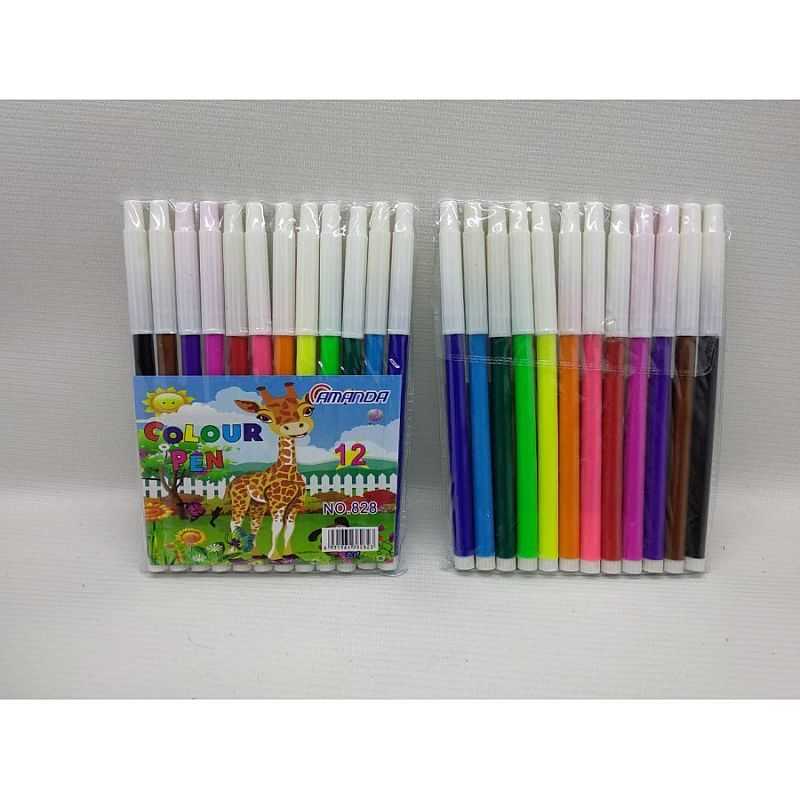 

Spidol 12 Warna Amanda 828 Sekolah Anak Melukis Mewarnai Colour Pen