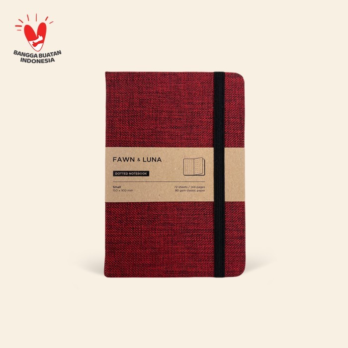 

✨BISA COD✨ -Notebook A6 Small - Ruby Red Fabric - Plain / Dotted Paper - Dotted