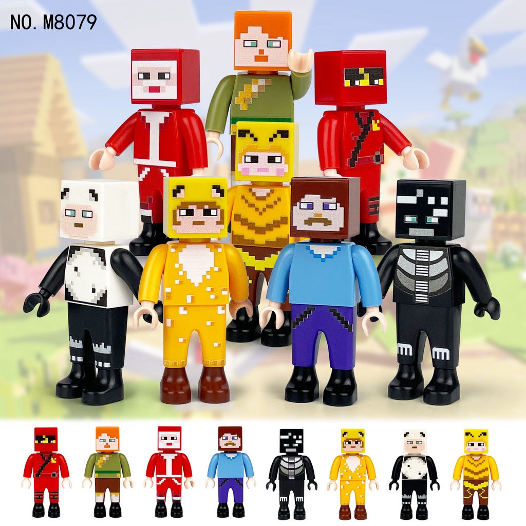 My World Minifigure Set (8pcs) Steve Erics Rakitan Mainan Boneka Hadiah