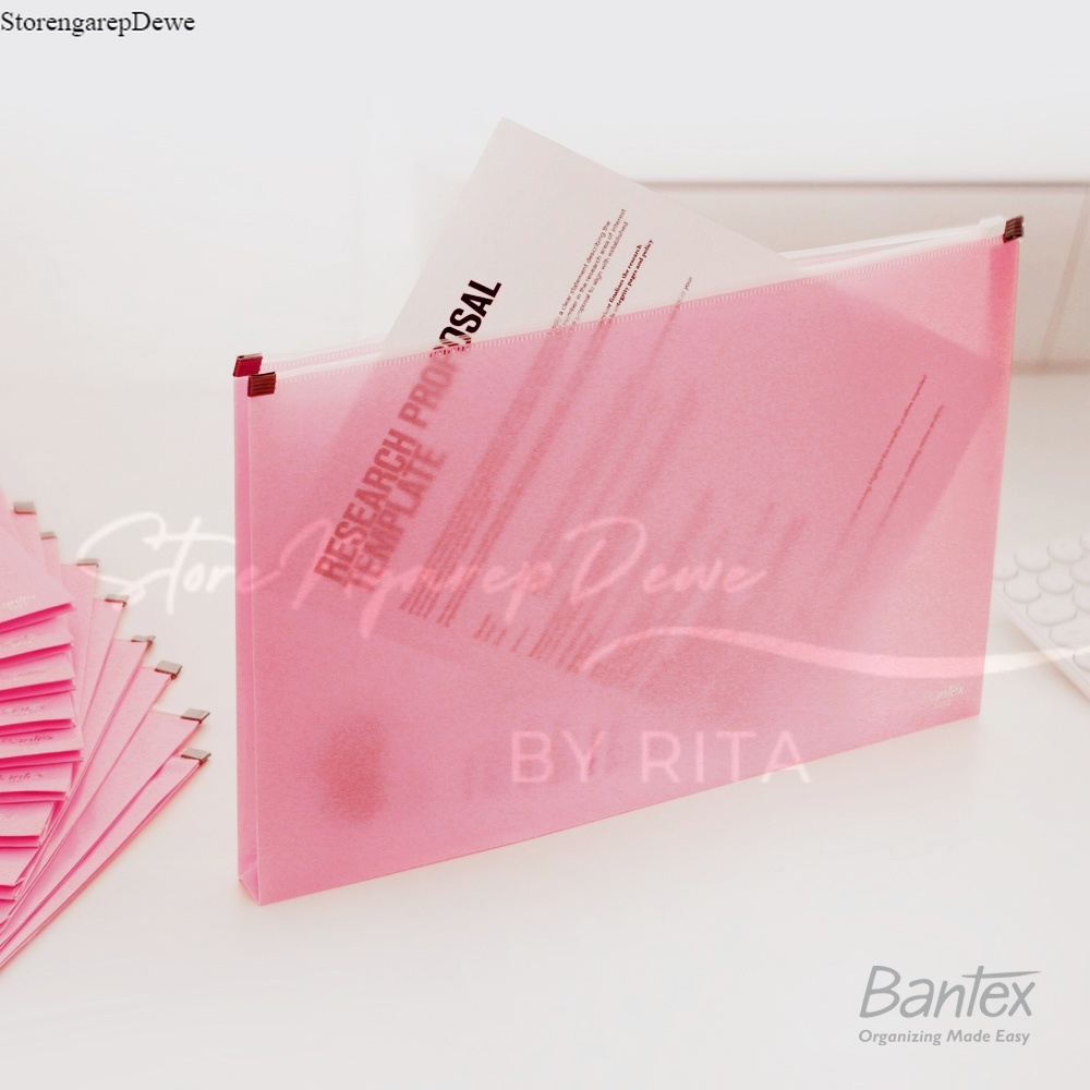 

Bantex Zipper Document Map Plastik Folder F4 Folio Musky Pink 3222 74G original real seperti gambar
