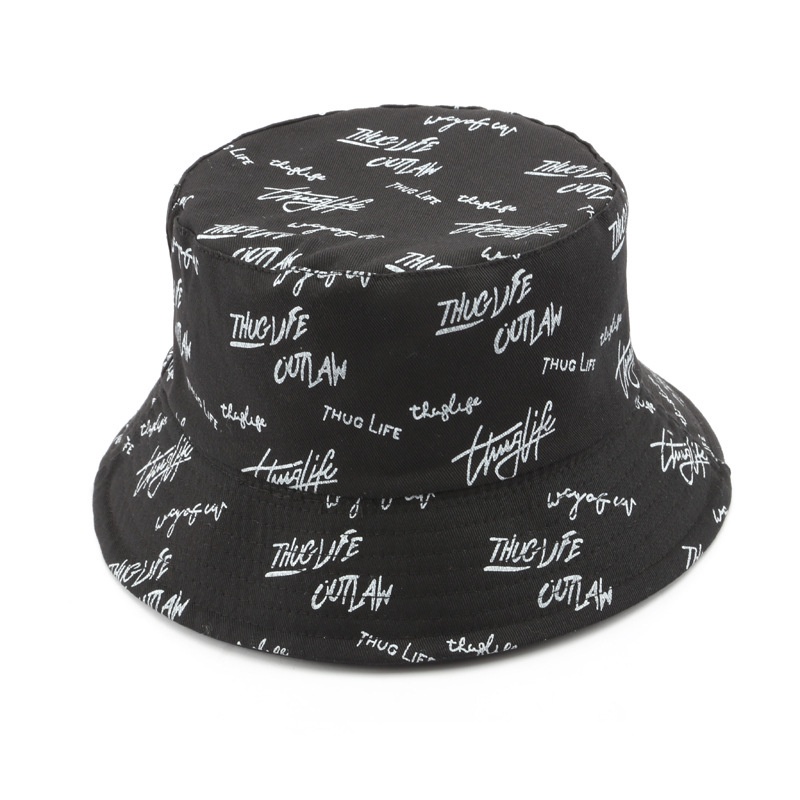 Topi Bucket Premium Korean Style Dua Sisi Material Katun Lembut Bordir Thug Life