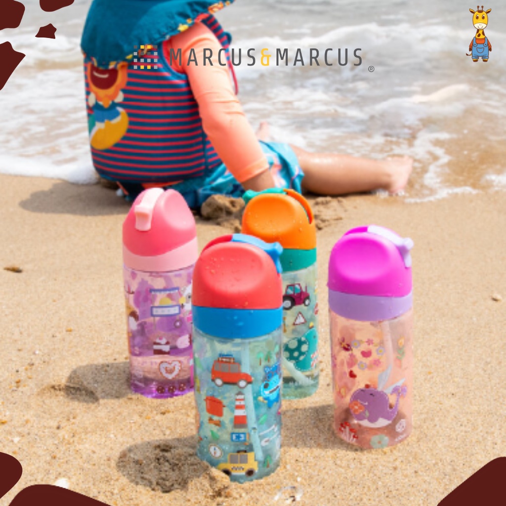 Marcus &amp; Marcus Antibacterial Tritan Straw Bottle 400ml - Tempat Minum Anak