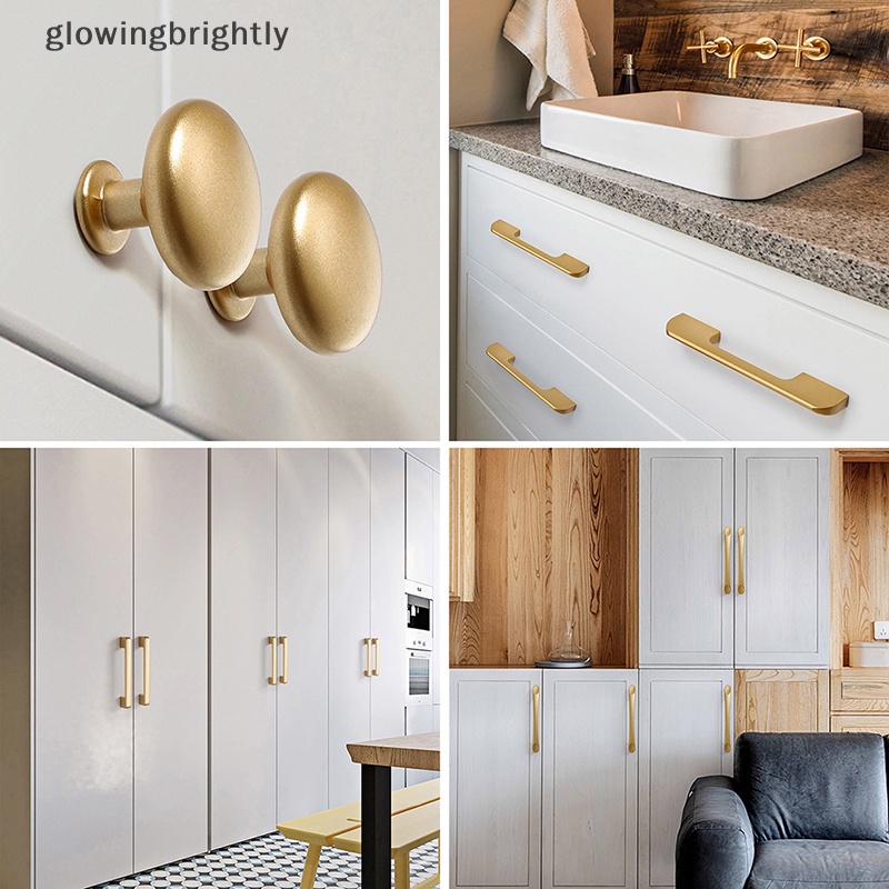 [glowingbrightly] Gaya Sederhana Matte Gold Handle Kabinet Paduan Aluminium Solid Tarikan Lemari Dapur Knob Laci Furniture Handle Hardware TFX