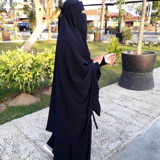 Set khimar niqob bandana wolfis warna hitam / set jilbab syarie sebetis cocok untuk anak pondok pesa