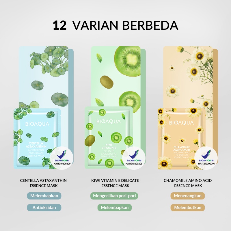 Murah INCES - GROSIR - BIOAQUA Sheet Mask 10pcs Masker Wajah (25gr/pcs)
