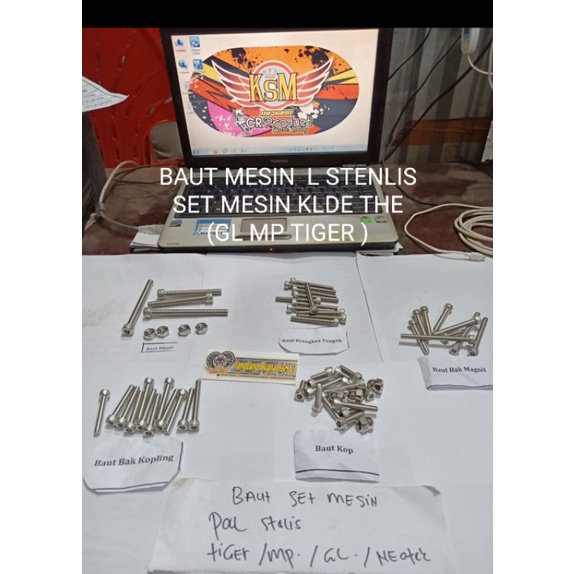 Baut Mesin Kanan Kiri Stainless BAUT MESIN STENLIS L POLSET /BAUT MESIN SET L STENLIS PNP CB GL MP T