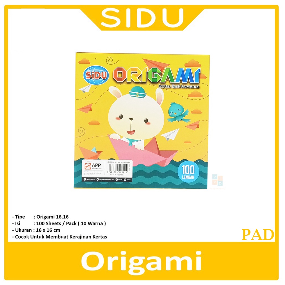 

SIDU - Kertas Origami Warna 16 x 16 - 100 Lembar - Pad