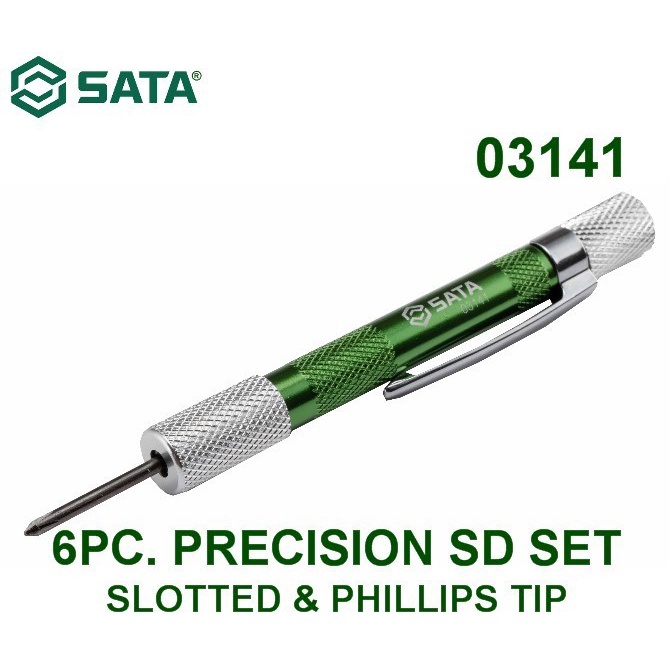 SATA OBENG PRESISI 03141 - 6PC PRECISION SCREWDRIVE SET SL- & PH+ TIP