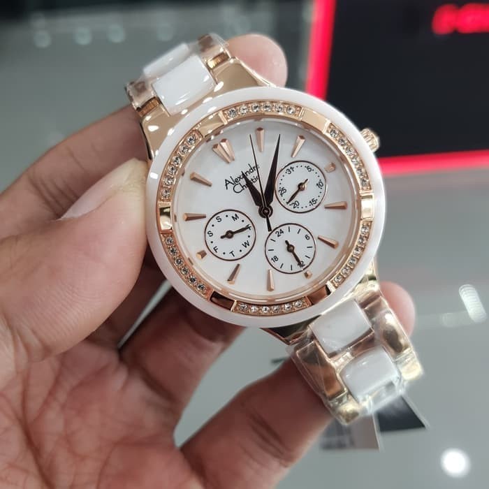 Jam Tangan Wanita Alexandre Christie AC 2299 Original - Rosegold Putih