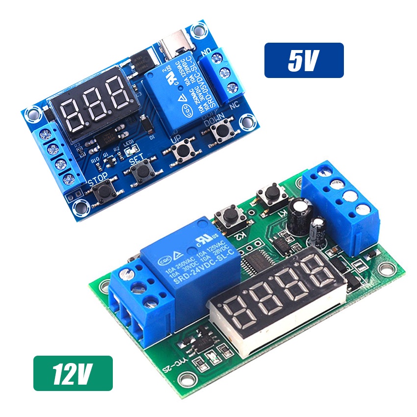 Relay Timer Display Modul Relay Delay Timer DC 5V 12V 5A Adjustable Delay Time Module Switch Control