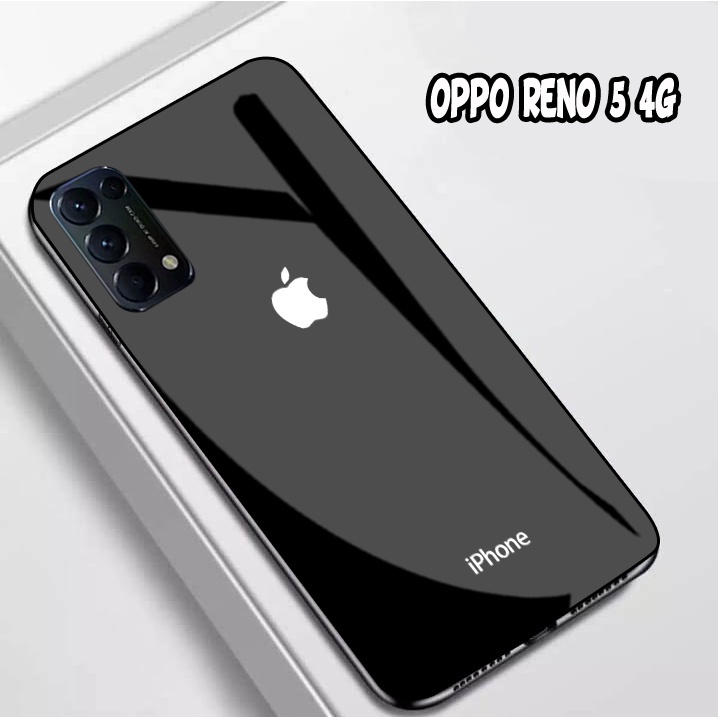 Softcase Glass  Motif Iphone  [M154] Oppo Reno 5 Reno 5F Reno 4 Reno 2F - Case Hp Oppo Reno 5 Reno 5