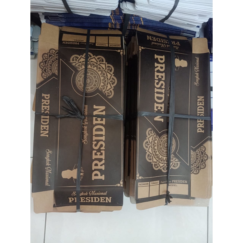 

Kemasan Songkok Slop Presiden Bahan Kraft ecer 1kodi