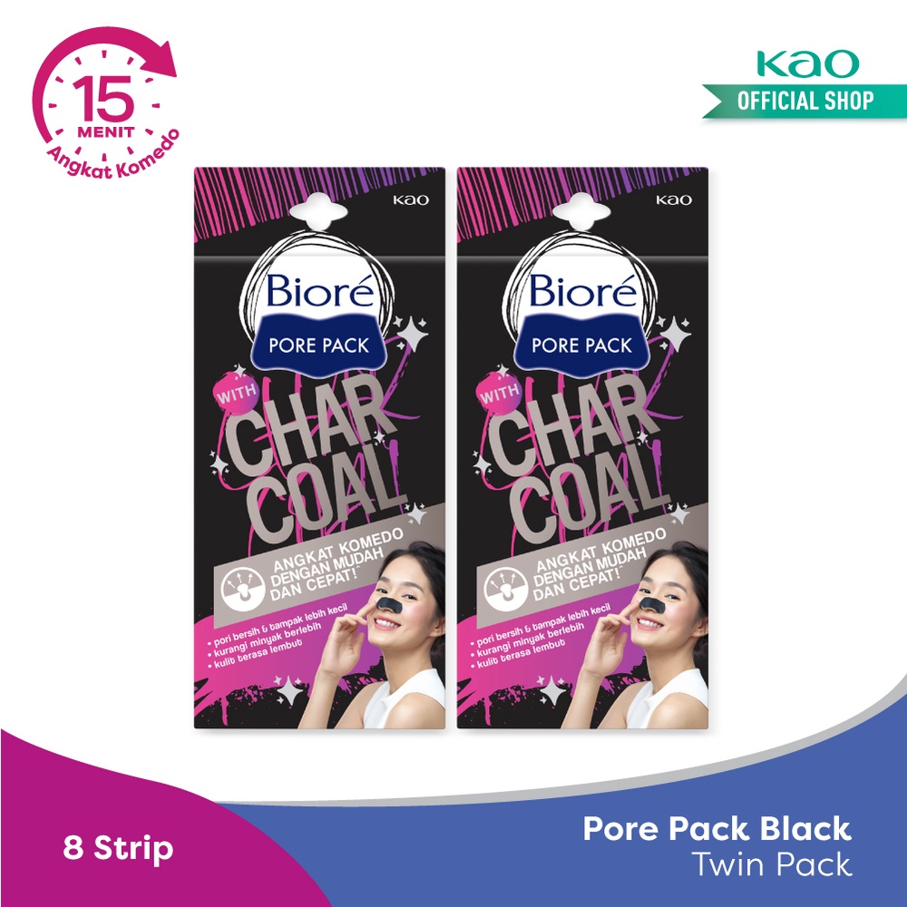 Biore Pore Pack Plester Pembersih Komedo Black Oil Absorbing Powder 4 s Twinpack