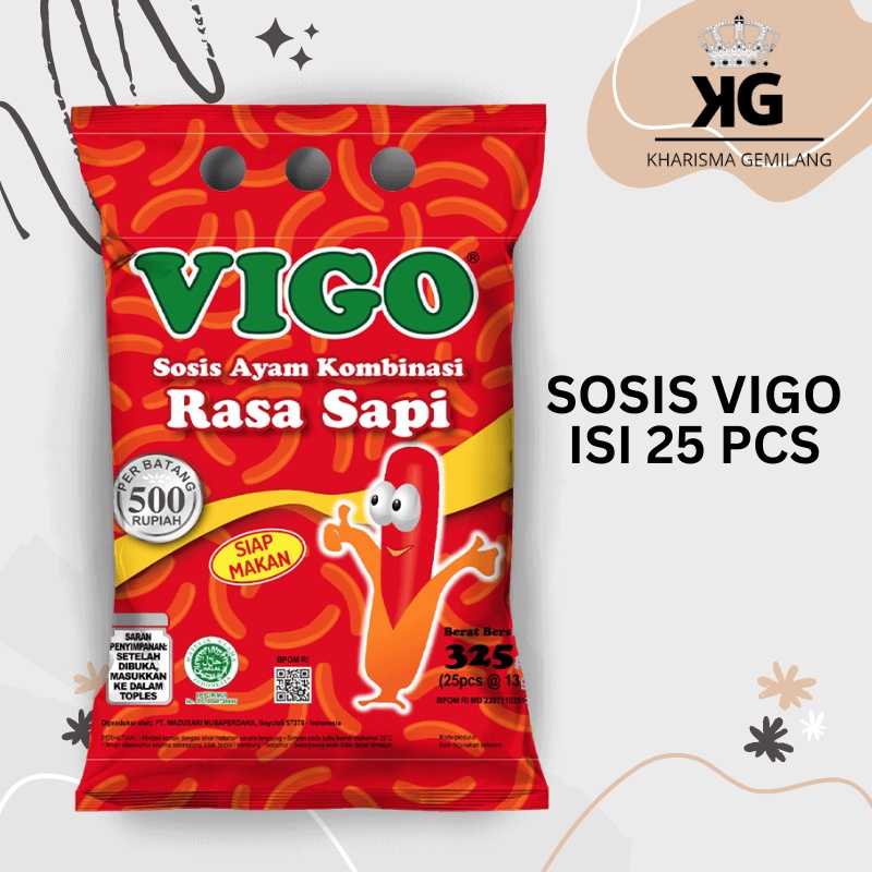 

KG - SOSIS VIGO 300gr (1 Pack 25 Pcs) Ayam Kombinasi Rasa Sapi Sosis Anak Masak Murah Kimbo