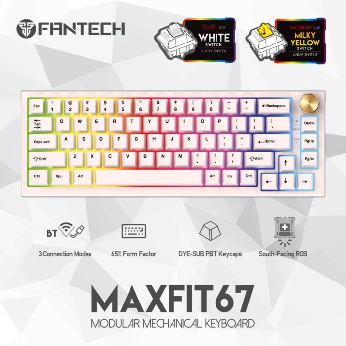 Fantech Maxfit 67 MK858 Modular Mechanical Gaming Keyboard Maxfit67 - Putih, Kailh White