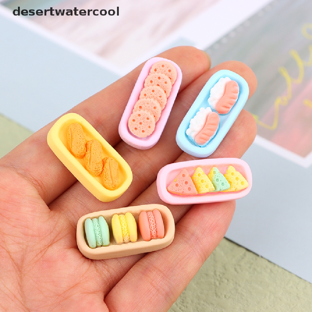 Deid 6Pcs 1: 12rumah Boneka Mini Dessert Tray Macaroon Sushi Roti Biskuit Keju Dekorasi Martijn
