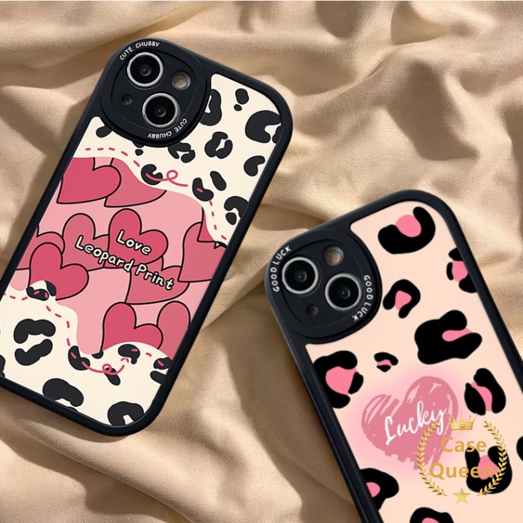 Casing Tpu Lembut Untuk Realme C53 C15 C20 C20A C25s 8i 9i 8Pro 56i C12 C31 C30 C25Y C35 5 6 6s C21Y C11 C21 8 5i 7i GT C2 C3 C17 Love Heart Lucky Fashion Leopard Print Case