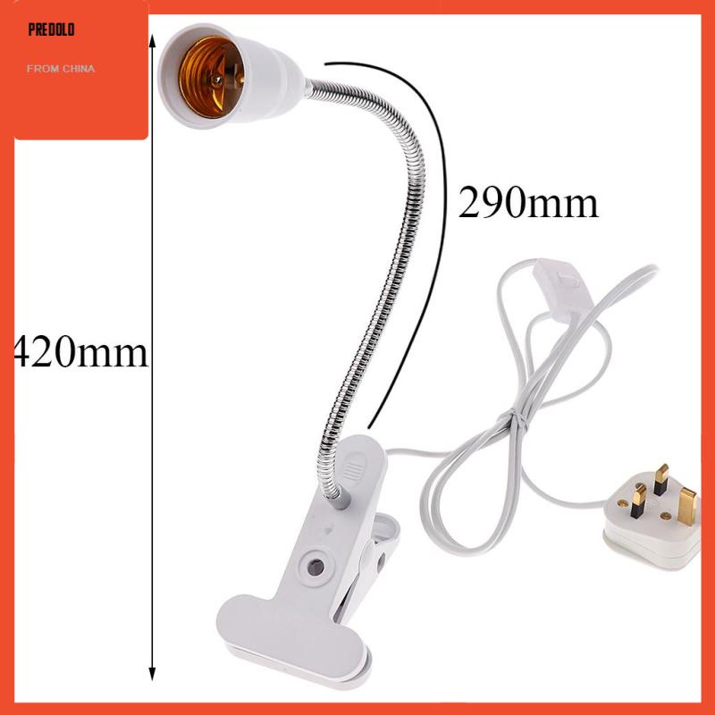 [Predolo] E27 Flexible Clip on Dengan Saklar Lampu LED Lamp Bulb Holder Socket Colokan UK