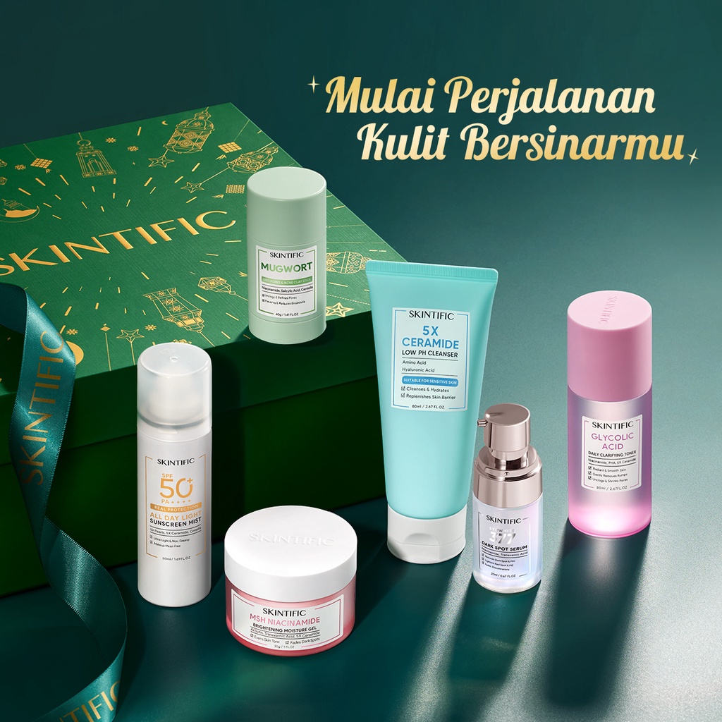 【Ramadan Gift】SKINTIFIC 6pcs Special Ramadan Box Skincare Brightening / Acne Set with  paperbag &amp; kartu ucapan (EKSLUSIF di BULAN RAMADAN) Skintific Gift Set Gift Box Skintific Moisturizer Toner Serum Cleanser Masker Sunscreen Spray