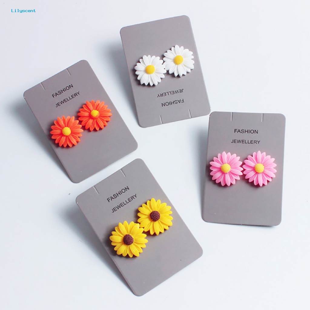 Lilyscent 1pasang Anting Menarik Untuk Pesta Warna Bunga Ear Stud Lucu