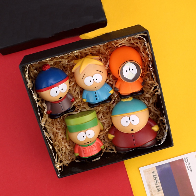 5pcs Set of The South Park Eric Cartman, Stan Marsh, Kyle Broflovski, Kenny McCormick and Butters Stotch Action Figure Set Mainan