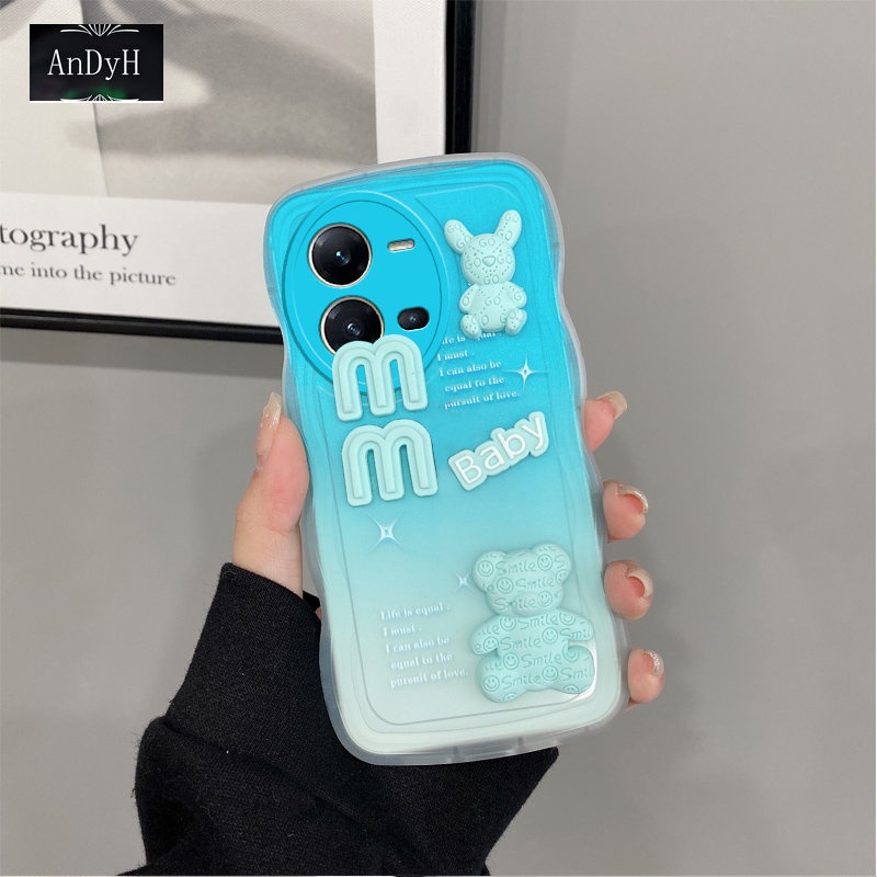 Andyh Casing Ponsel Untuk Vivo V25 Pro V25E 5G Phone Case 3D Alphabet Bear Pelindung Kamera Pelindung Penutup Belakang Couple Case