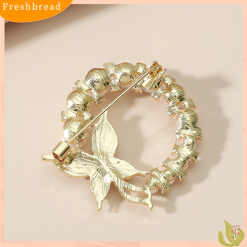 &lt; Freshbread &gt; Bros Round Hollow Out Mewah Bulat Mutiara Imitasi Berlian Imitasi Wanita Brooch Untuk Pacaran