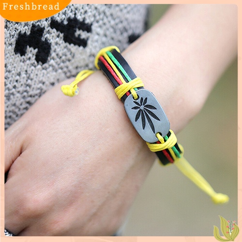 &lt; Freshbread &gt; Gelang Kepang Maple Kulit Imitasi Unisex Pria Wanita Handmade Vintage Bangle