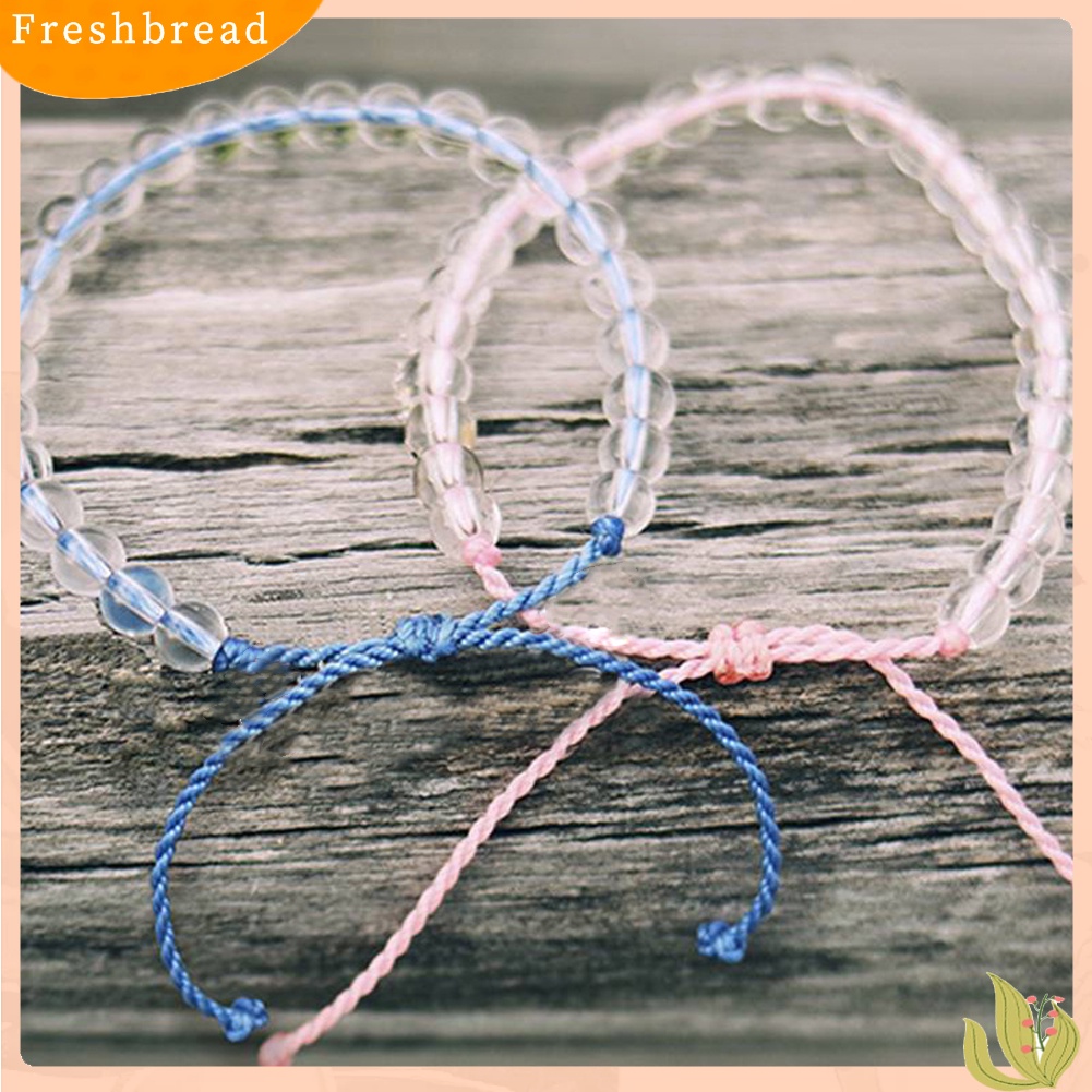 &lt; Freshbread &gt; Gelang Tali Tenun Manik-Manik Transparan Unisex Adjustable Handmade Bangle Gift