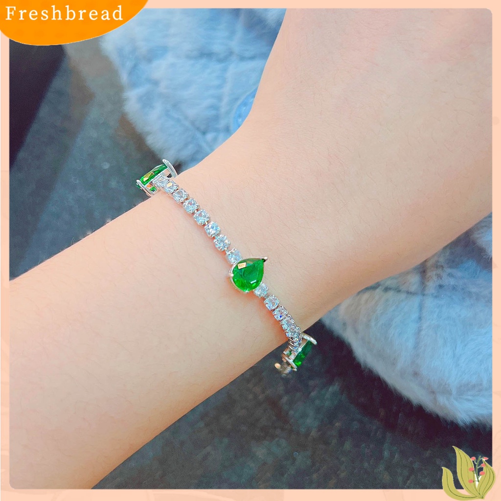 &lt; Freshbread &gt; Gelang Pengantin Yang Dapat Disesuaikan Mulia Dengan Rantai Ekstensi Tetesan Air Cubic Zirconia Charm Bracelet Fine Jewelry