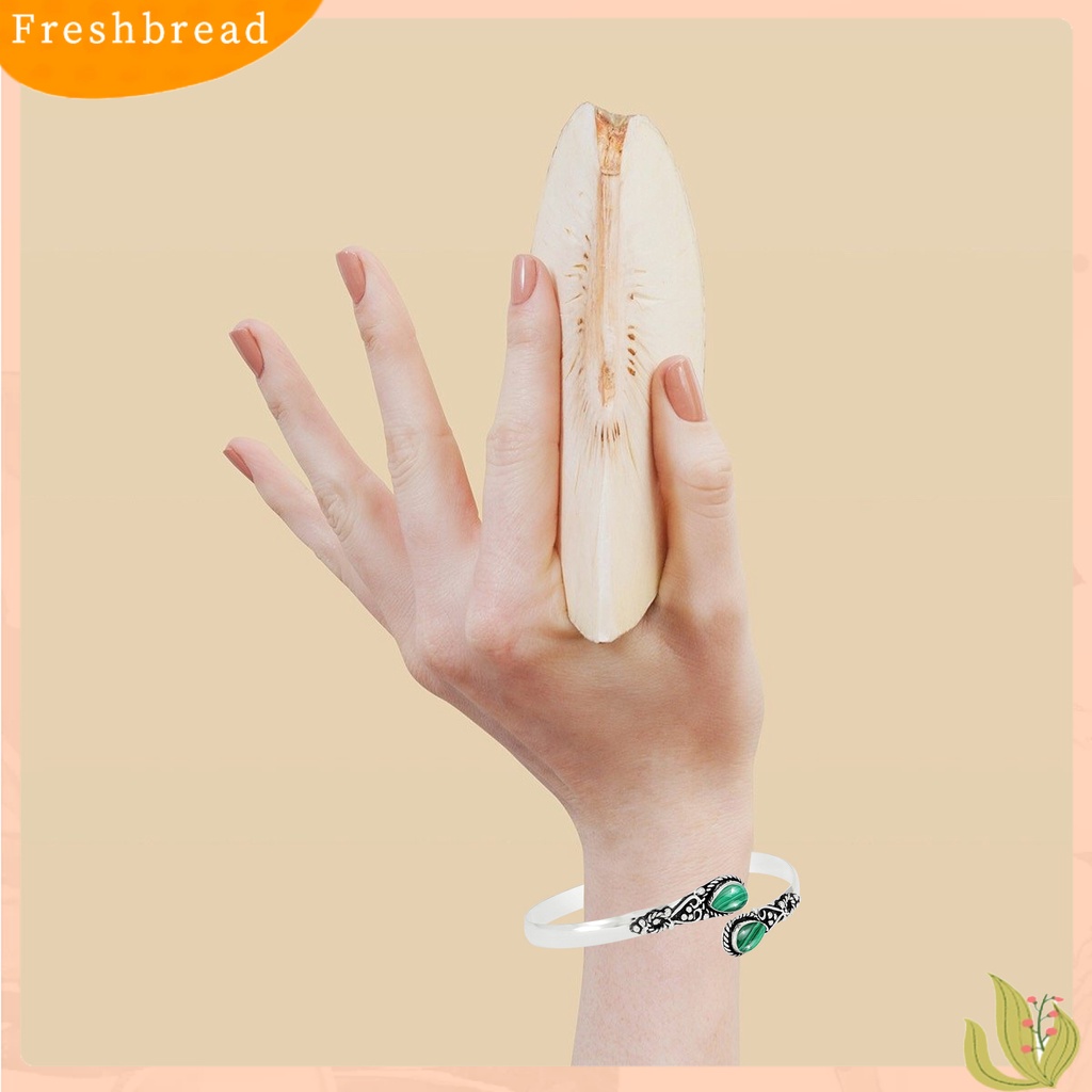 &lt; Freshbread &gt; Gelang Pergelangan Tangan Buatan Tangan Pembukaan Adjustable Retro Tetesan Air Berbentuk Dekorasi Hias Kepribadian Faux Moonstone Turquoise Cuff Bangle Perhiasan Aksesori