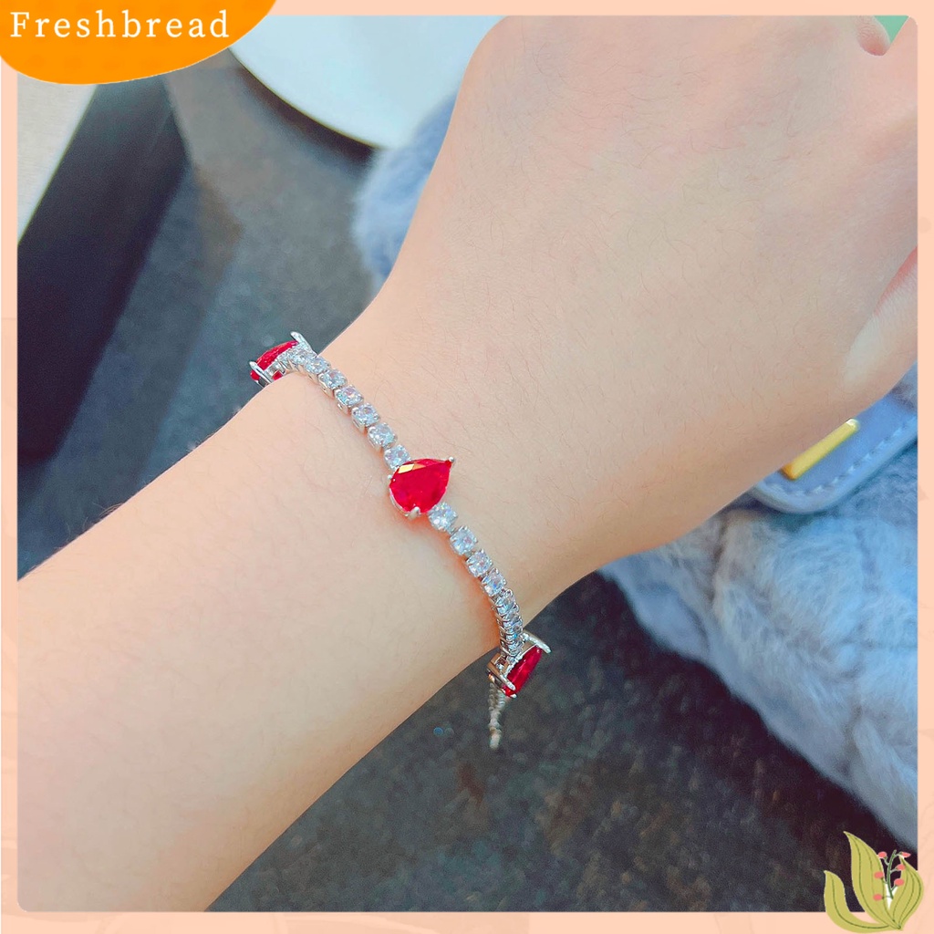 &lt; Freshbread &gt; Gelang Pengantin Yang Dapat Disesuaikan Mulia Dengan Rantai Ekstensi Tetesan Air Cubic Zirconia Charm Bracelet Fine Jewelry