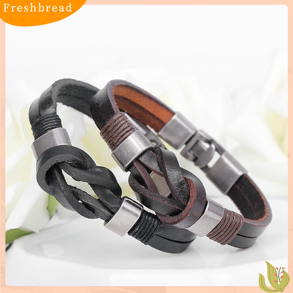 &lt; Freshbread &gt; Pria Gelang Anti Karat Vintage Tahan Lama Ramah Untuk Kulit Individu Hias Kepang Kulit Imitasi Logam Bangle Perhiasan Laki-Laki