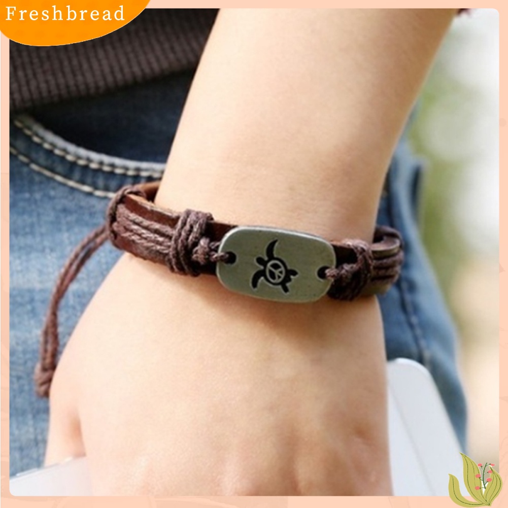 &lt; Freshbread &gt; Vintage Wanita Turtle Pesona Kulit Imitasi Dikepang Tali Gelang Perhiasan Hadiah