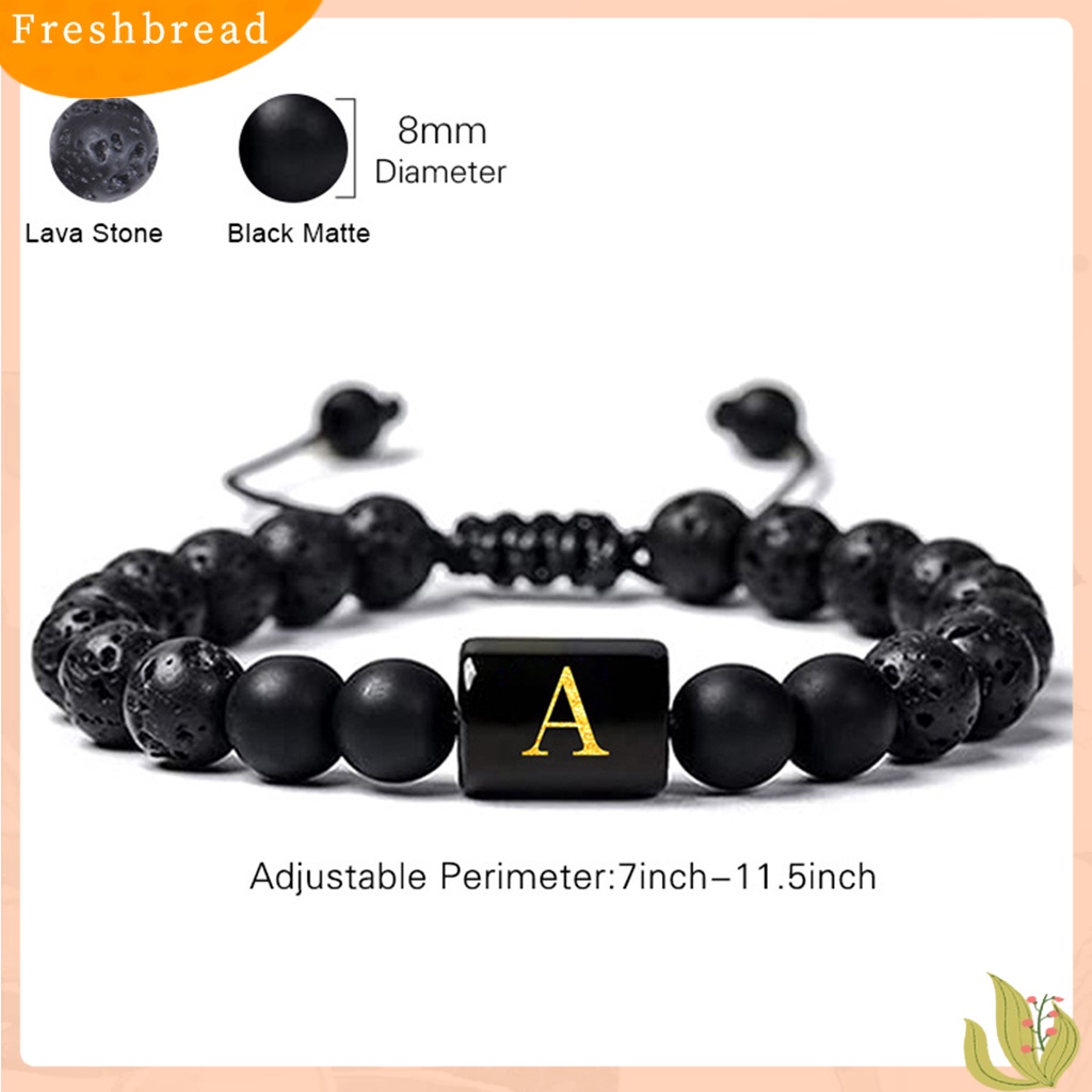 &lt; Freshbread &gt; Unisex Gelang A-Z Huruf Frosted Manik-Manik Batu Imitasi Adjustable Gelang Penghilang Stres Fashion Perhiasan