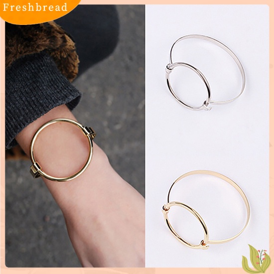 &lt; Freshbread &gt; Wanita Fashion Elegan Desain Sederhana Hoop Besar Bangle Cuff Gelang Perhiasan Hadiah