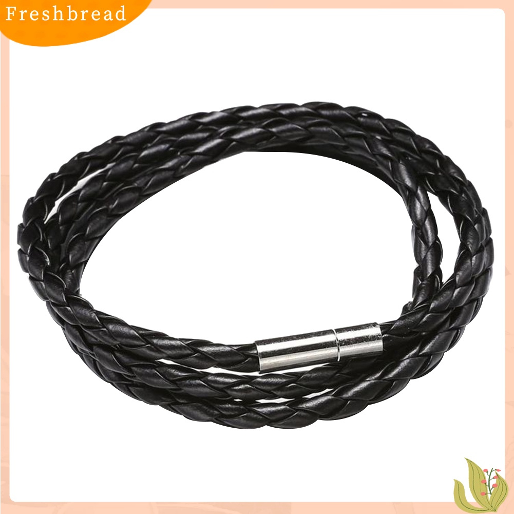 &lt; Freshbread &gt; Vintage Wanita Pria Multilayer Braided Leather Cuff Bangle Wristband Gelang Hadiah