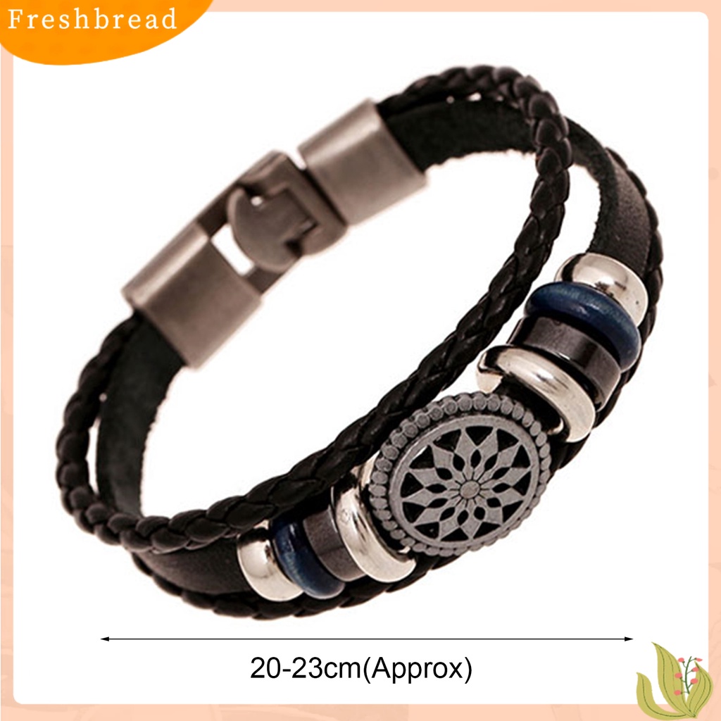 &lt; Freshbread &gt; Gelang Kepang Bunga Hollow Kulit Imitasi Multilayer Unisex Untuk Club Pesta