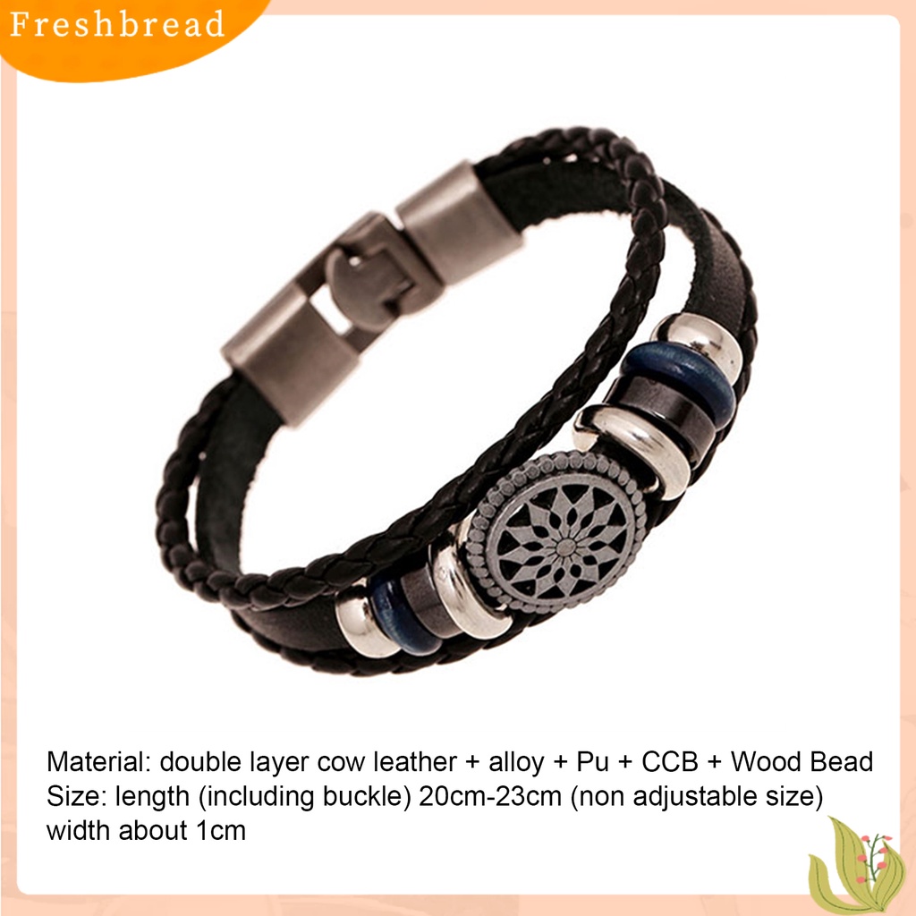 &lt; Freshbread &gt; Gelang Kepang Bunga Hollow Kulit Imitasi Multilayer Unisex Untuk Club Pesta